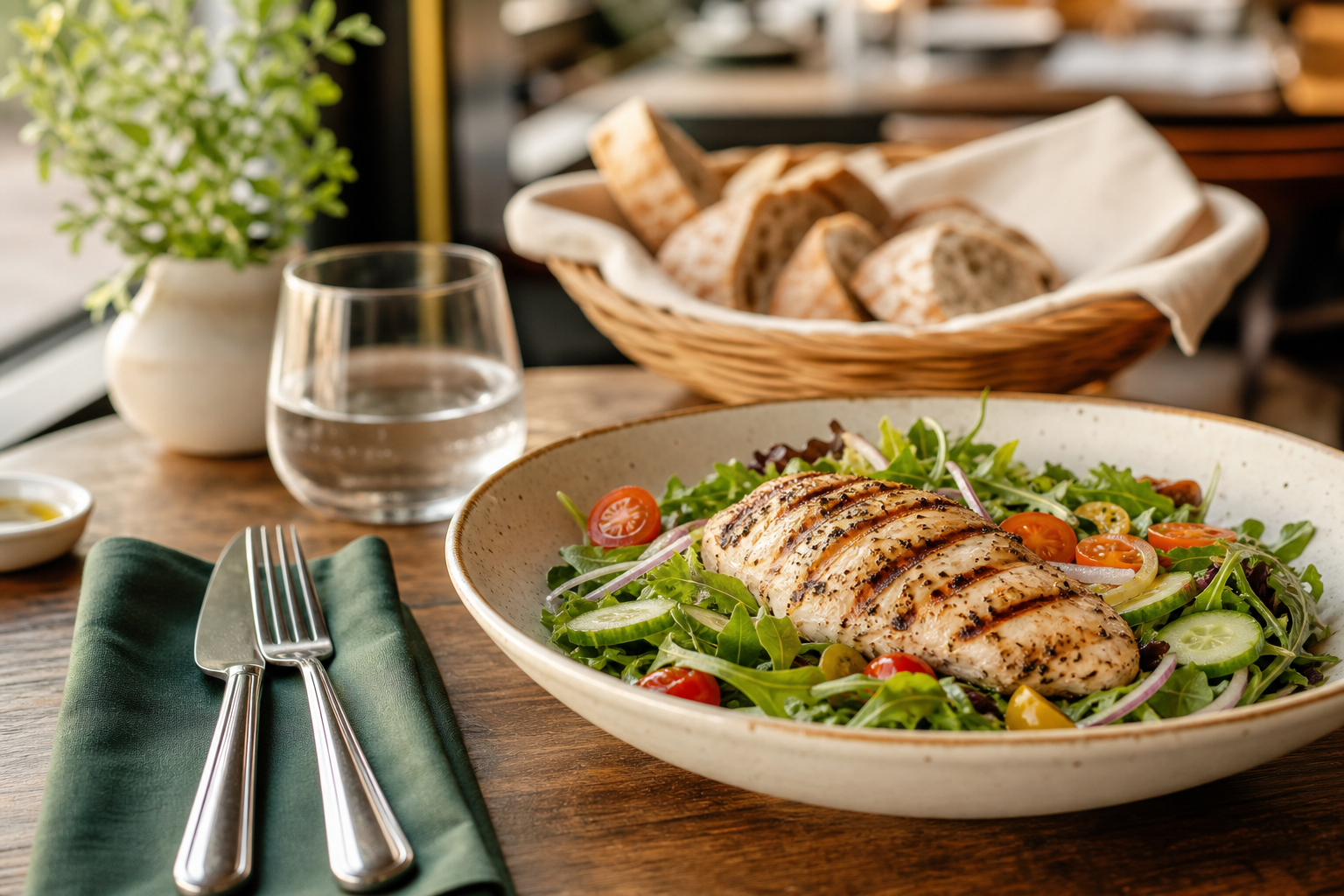 Fresh plate for gluten-conscious dining at a restaurant